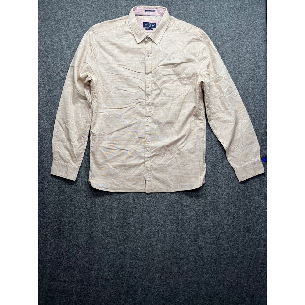Across the Pond Button Down Shirt Mens XL Beige Long Sleeve Signature Line